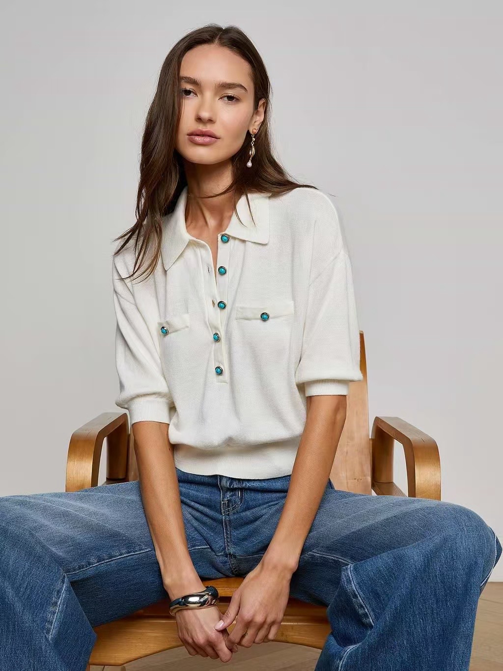 Nwt L'agence Masaki Collared Cropped Sweater